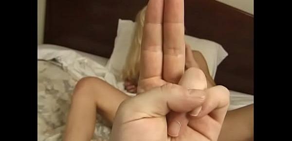  Horny blonde gets nasty on the bed